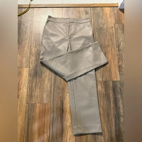 Banana Republic Vegan Leather Pants in light tan - Picture 2 of 10